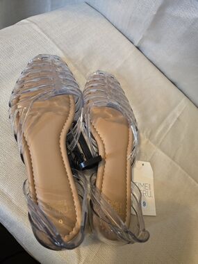 Time and Tru Transparent Jelly Slingback Sandals with Tan Insole